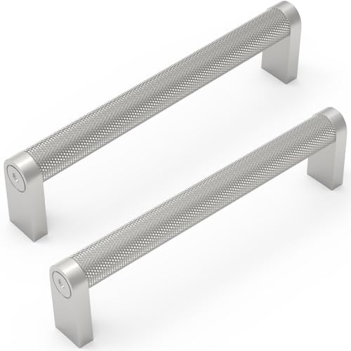 30 Pack Brushed Satin Nickel Cabinet Pulls knurled 5 Inch Hole Centers Kitchen Cabinet Handles Silver Drawer Pulls Dresser Handles - color: Brushed Satin Nickel, size: 5'' Hole Center(128mm)