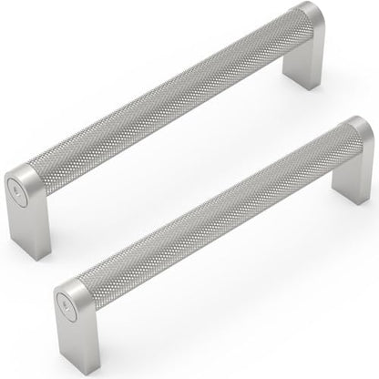 10 Pack Brushed Satin Nickel Cabinet Pulls knurled 5 Inch Hole Centers Kitchen Cabinet Handles Silver Drawer Pulls Dresser Handles - color: Brushed Satin Nickel, size: 5'' Hole Center(128mm)