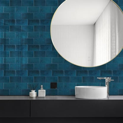 STICKGOO 10-Sheet Subway Tile Peel and Stick Backsplash, Self Adhesive Vinyl Wall Tiles, Stick on Backsplash for Kitchen and Bathroom(Thicker Design) - color: Ocean Blue