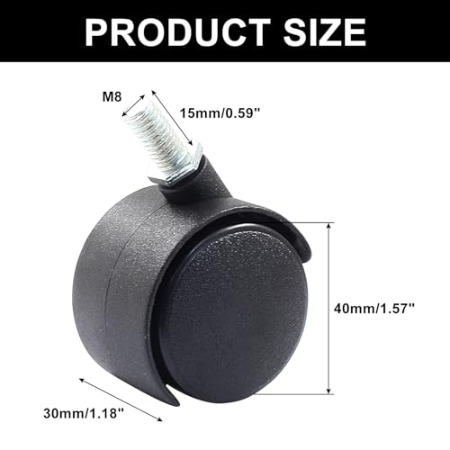 Murtenze 1.5 Inch Nylon Swivel Stem Caster Wheels, 4Pcs, M8 Thread - style: 1.5 Inch Stem