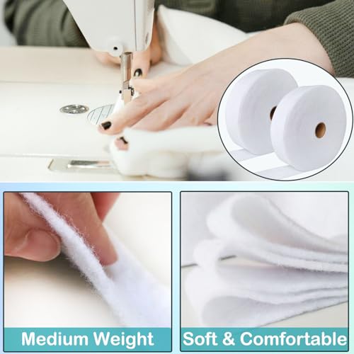 2 Roll Jelly Roll Batting Strip 2 1/4 Inch Cotton Blend Fleece Batting On A Roll Total 100 Yards for Jelly Roll Rugs,Throw Rugs,Braided Rug - size: 2 1/4in×100yd