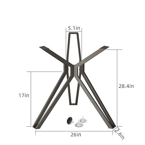 28 Inch Metal Table Base with Suction Cups for DIY Projects - color: Deep Black