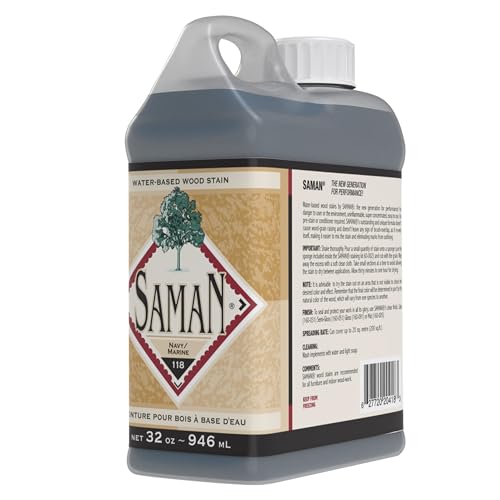 SamaN Interior Water Based Wood Stain - Natural Stain for Furniture, Moldings, Wood Paneling, Cabinets (Navy TEW-118-32, 32 oz) - color: Navy, size: 1 Quart