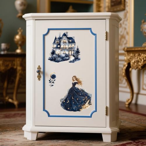 Peacoblue Navy Blue Style Rub On Transfers for Furniture Craft 6"x12" - style: Navy Blue Style