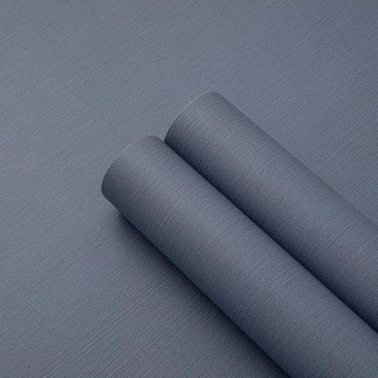 24"x393" Dark Blue Fabric Peel and Stick Linen Textured Wallpaper - color: Dark Blue