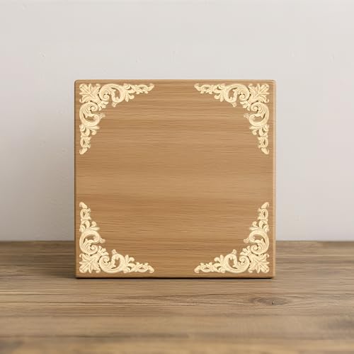 Wood Appliques 12PCS Unfinished Wood Onlay 3.1in Furniture Cabinet Decor - size: 3.1 inch