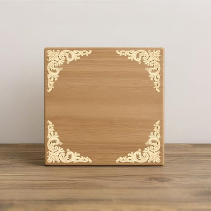 Wood Appliques 12PCS Unfinished Wood Onlay 3.1in Furniture Cabinet Decor - size: 3.1 inch