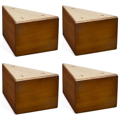 Wood Furniture Legs, Triangle Wood Legs for Couch Sofa Table Dresser Pack of 4 (4 inch) - size: 4 inch