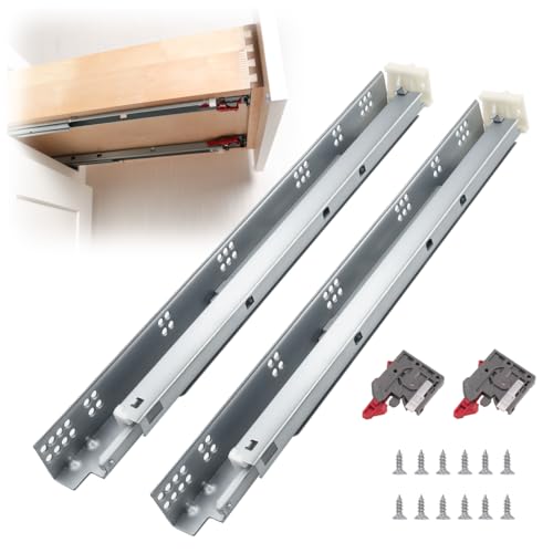 10 Pairs 21 Inch Undermount Drawer Slides, Self Soft Close Full Extension Drawer Rails Concealed Drawer Runners Adjustable Locking Devices Mounting Brackets Screws Included - size: 21 Inch