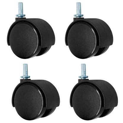 Plastic Casters Set of 4, M6 Straight-Grained Rod Caster Wheels 1.5 inch, Black Nylon Swivel Caster Wheels Replacement for Furniture, Office Chair, Table, Cabinet, Shelf - style: 1.5 Inch-M6 Straight-grained Rod