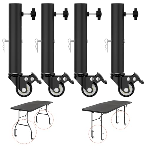 Table Leg Extender with Casters Adjustable 6.3"-7.9" Height 4 Pack