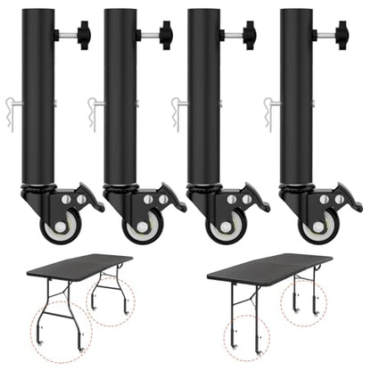 Table Leg Extender with Casters Adjustable 6.3"-7.9" Height 4 Pack