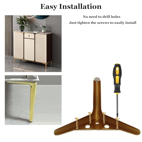 9.8 inch/25cm Shiny Gold Metal Furniture Legs Set of 4 - color: Shiny Gold, size: 9.8 inch