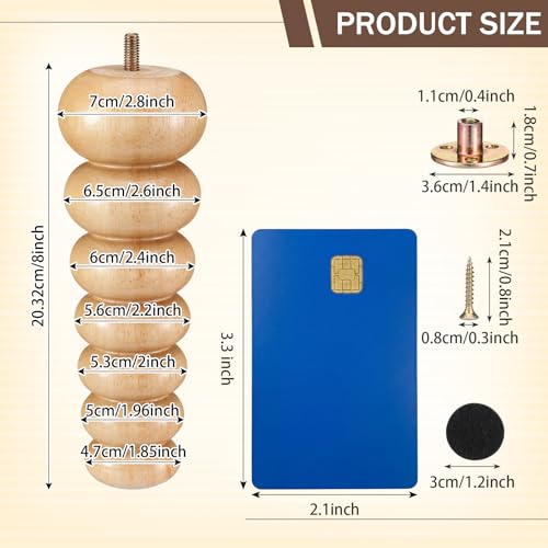 4 Pack Wood Bun Feet 8 Inch, Natural Dresser Legs for Sofa Cabinet - color: Natural, size: 8 Inch