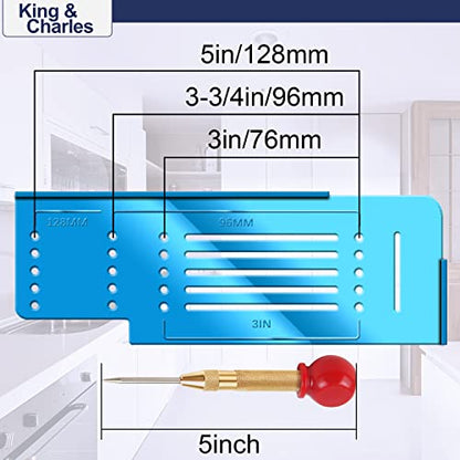 King&Charles Cabinet Hardware Template&Center Punch for Handles Knobs Pulls - size: Classic Align Sizes