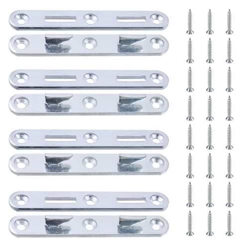 Antrader Wood Bed Rail Connecting Fittings, 5.1 Inch Zinc Round Bed Hook, Set of 4 (Pack of 6) - size: 5.1 Inch Long (Pack of 6)