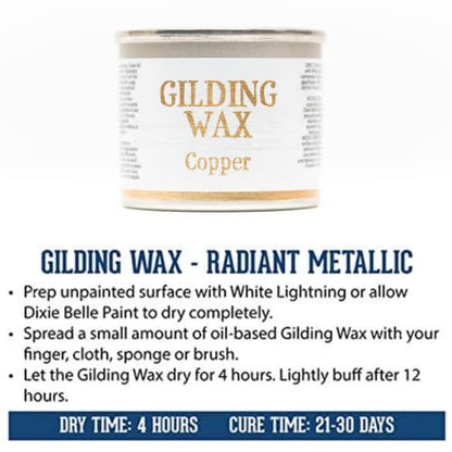 Dixie Belle Gilding Wax - Oil-Based Metallic Luxury Luster for Sheen, Shimmer on DIY Projects - Detail Enhancer for Furniture, Hardware, Wood - color: Copper