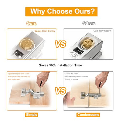10Pcs Frameless Soft Close Inset Cabinet Hinges 50% Faster Install - color: Inset, size: 5 Pairs