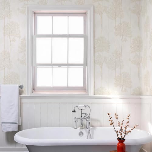JiffDiff Warm White Self Adhesive Peel and Stick Wallpaper 17.3" X 400" - color: Warm White, size: 17.3" x 400"