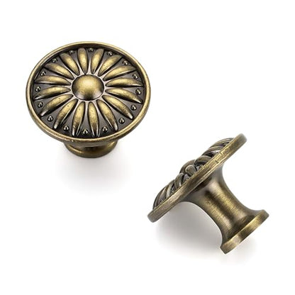 Antique Bronze Cabinet Knobs Rosette Drawer Knobs 1-1/4 Inch 10 Pack - color: Antique Bronze