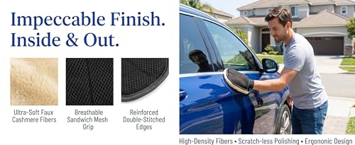 5 Pack Car Interior Cleaning Glove Microfiber Dust Mitt for Dashboard & Leather Seats Reusable Washable Car Care Detailing Accessory