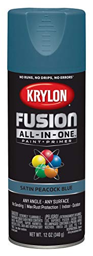 Krylon Fusion All-In-One 12 Oz. Satin Spray Paint, Peacock Blue - 1 Each - color: Peacock Blue, size: 12 Ounce (Pack of 1), style: Satin