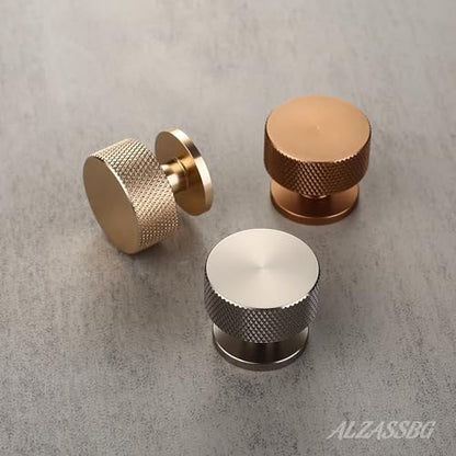 Alzassbg Brushed Satin Nickel Knurled Round Cabinet Knobs 15 Pack, AL6023SN - color: Brushed Satin Nickel, size: 15 Pack