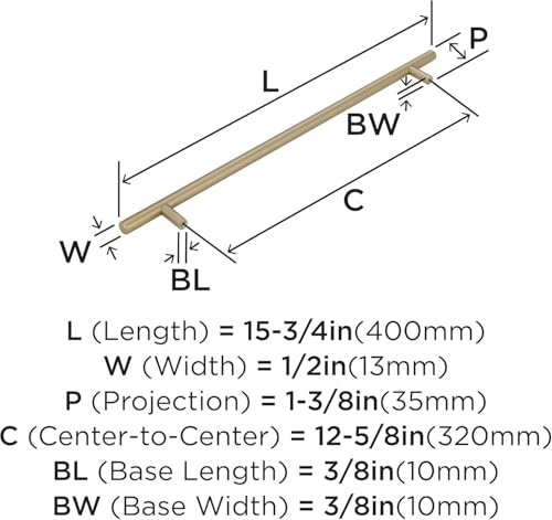 Amerock 12-5/8" Bar Pulls Golden Champagne Drawer Pull - color: Golden Champagne, size: 12-5/8 Inch (320 mm) Center-to-Center