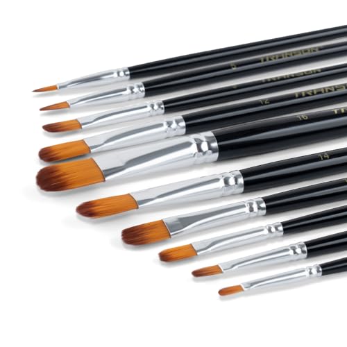Transon Synthetic Filbert Paint Brush Set 10pcs for Acrylic Watercolor Gouache Art Painting and Body Craft Painting (Pack of 2) - size: Filbert 10 PCS (Pack of 2)