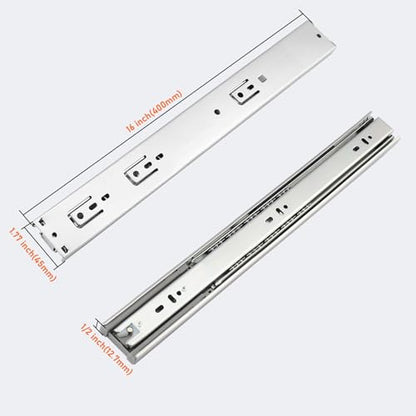 Probrico 10 Pairs 16 Inch Rear/Side Mount Drawer Slides with Rear Mounting Brackets, Heavy Duty Ball Bearing Soft Close Drawer Glides, 3 Folds Full Extension Dresser Drawer Runners - size: 16 Inch