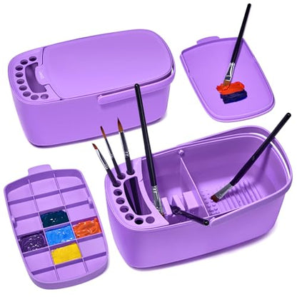 GAMENOTE Paint Brush Cleaner, Paint Brush Holder and Palette, Purple - color: Purple