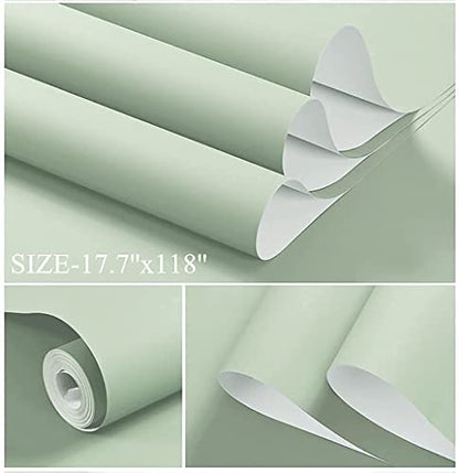 Dimoon 236''x17.7'' Green Peel and Stick Wallpaper Contact Paper Modern Self Adhesive Wall Paper Removable Renter Friendly Textured Solid Color Shelf Cabinet Vinyl Roll (236''x17.7'',Light Green) - color: Light Green, size: 17.7" x 236"