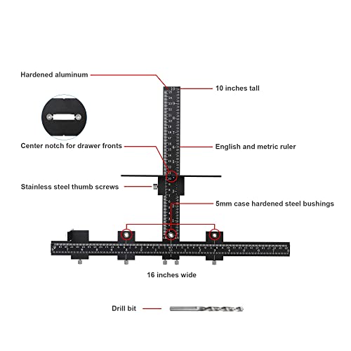 Cabinet Hardware Jig for Handles, Adjustable Template with Convenient and Precise Installation for Door and Drawer Knobs,Pulls,Tool Accessories Jig of Aluminum Alloy