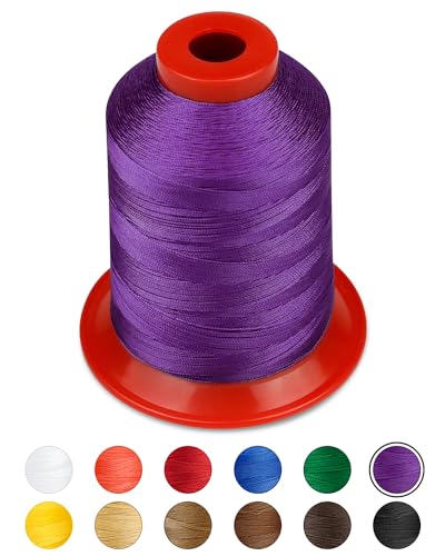 1000 Meters FIVEIZERO Extra Strong Upholstery Thread,Purple Bonded Nylon Thread for Denim Leather,Craft,Machine,DIY and Home (1 Pack) CJ - color: Purple