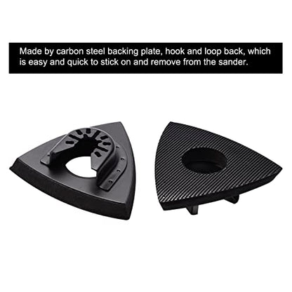 136Pcs Oscillating Tool Sanding Pad Kit, Contains 6Pcs Triangle Sanding Pads and 130Pcs Multitool Sandpaper, 60 80 100 120 240 Grits Oscillating Multi Tool Sandpaper Great for Wood&Plaster Polishing - size: 136 pcs Triangle Pad Kit