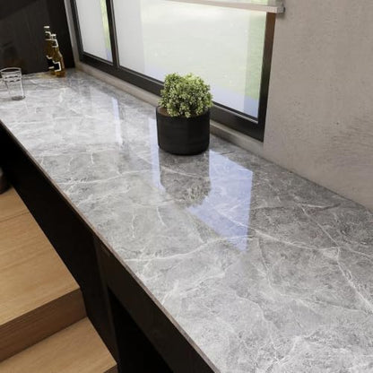 CAX Peel and Stick Wallpaper Light Gray Marble Contact Paper for Countertop - color: Light Gray, size: 23.6" x 118"