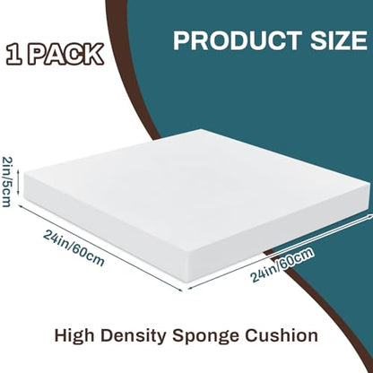 Frienda 1 Pack 2" x 24" x 24" Upholstery High Density Craft Foam, White - size: 2" X 24" X 24"
