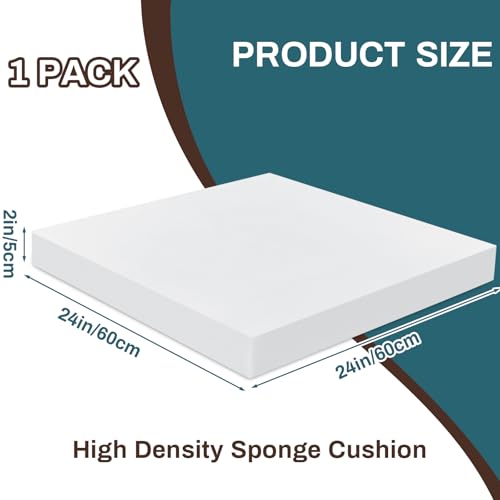 Frienda 1 Pack 2" x 24" x 24" Upholstery High Density Craft Foam, White - size: 2" X 24" X 24"