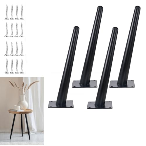 16 INCH Furniture Legs, Set of 4, Black Metal Mid-Century Style Metal Replacement Legs for Chairs, Sofas, Cabinets, Tables, and DIY Projects (Black, 16 INCH) - color: Black, size: 16 inch
