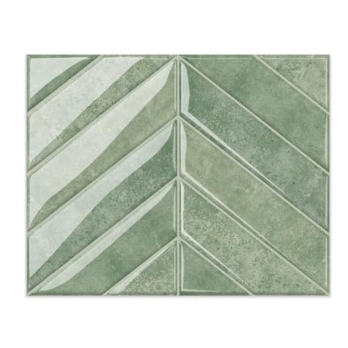 10 Sheets Thicker Design Peel and Stick Backsplash, 3D Self Adhesive Peel and Stick Wall Tile Backsplash for Kitchen, Bathroom, 11.4"x9.1", Light Green - color: Light Green