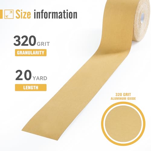 PSA Longboard Sandpaper 320 Grit Sandpaper Roll 20 Yard x 2-3/4” Wide Self Adhesive Stickyback Sandpaper for Woodworking,Automotive,Sanding Blocks - style: 320Grit