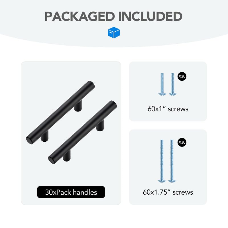 HOME EDIT Matte Black Cabinet Handles, Drawer Pulls, 3 Inch, 30 Pack - color: Matte Black, size: 3 Inch Hole Center