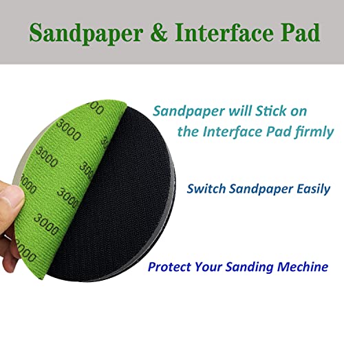 40 PCS Wet Dry Sandpaper Grit (1000 1500 2000 3000) with 1 PCS Professional Interface Pad,6 Inch Silicon Carbide Hook & Loop Sanding Disc for Auto Metal Wood Daily Polishing - style: 6in-41pcs(Grit 1000-3000)