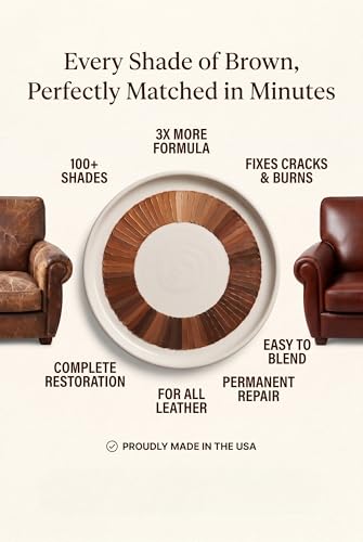 Blend It On Extra Large Leather Repair Kit, 6 Full Ounces for Furniture, Jacket, Sofa, Car Seat, Boots, Easy Instructions to Match Colors, Restore Any Material No Mixing Chart Needed (Bold Browns) - color: Dark Brown