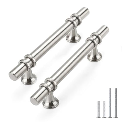 Rergy 10 Pack 3-3/4 Inch Hole Center Brushed Nickel Kitchen Cabinet Pulls - color: Brushed Nickel, size: 3-3/4in Hole Center(96mm)