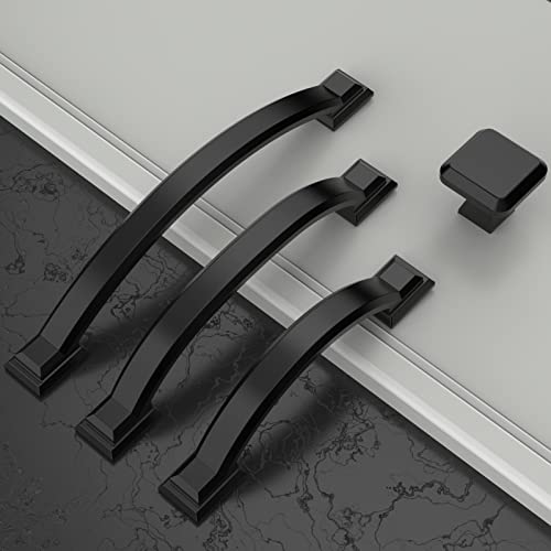 Amerdeco 10 Pack Matte Black Cabinet Pulls 5" - color: Matte Black, size: 5" hole center
