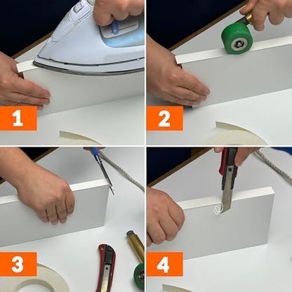 White Edge Banding 1 1/2 inch x 100 ft Melamine Iron On Adhesive Edging Cabinet Repair Laminate Shelf Plywood MDF Table Board Formica Countertop Furniture Pre Glued Flexible Strip Wood Veneer Tape - color: White, size: 1-1/2 in x 100 ft