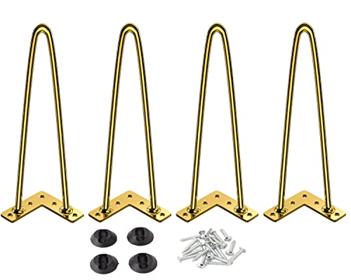 Osring 14 Inch Hairpin Legs 3/8" Dia 2 Rods, Gold Furniture Table Feet 4pcs - color: Gold, size: 14 Inch