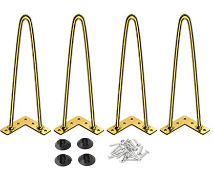 Osring 14 Inch Hairpin Legs 3/8" Dia 2 Rods, Gold Furniture Table Feet 4pcs - color: Gold, size: 14 Inch
