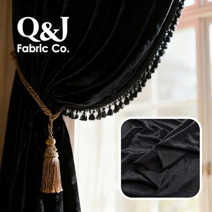 Black 2‑Way Stretch Velvet Fabric 1 Yard 60 Inch Wide - color: Black, size: 1 Yard